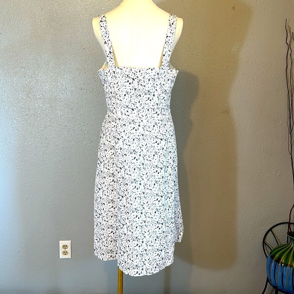 Gap women’s white gray and black floral print squared neck apron dress size 12 T - Picture 5 of 11